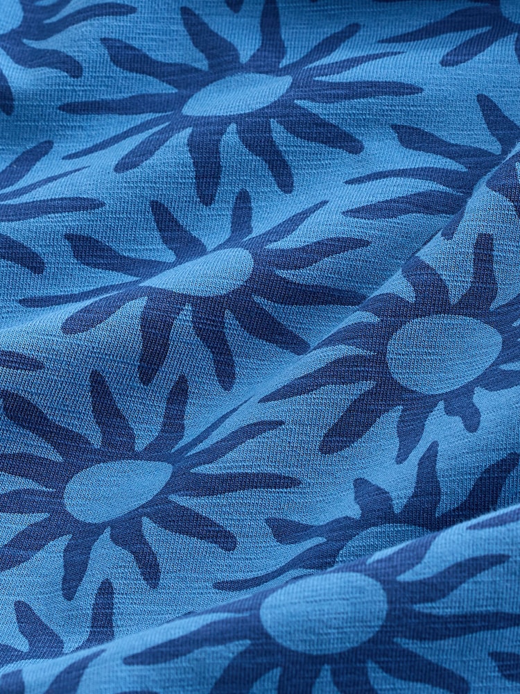 Cobalt Short Sleeve Button Neck Pattern Polo Shirt - Image 7 of 7