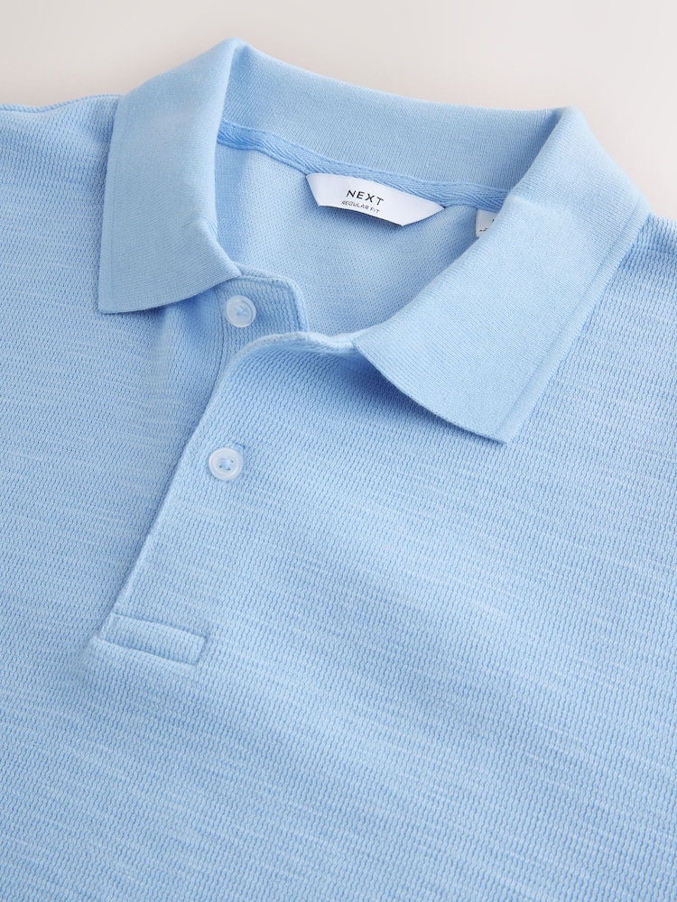 أزرق - قمصان بولو أنيقة مزركشة بتلبيس قياسي - صورة 2 من 3