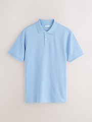 Blue Slub Regular Fit Textured Smart Polo Shirts - Image 5 of 7
