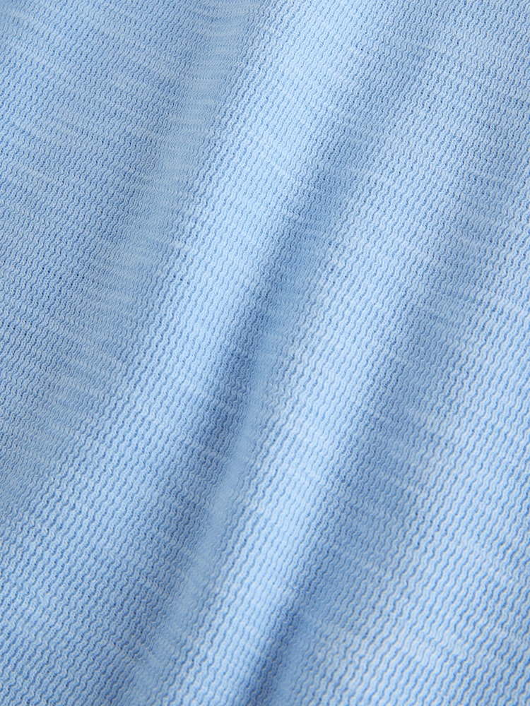 Blue Slub Regular Fit Textured Smart Polo Shirts - Image 7 of 7