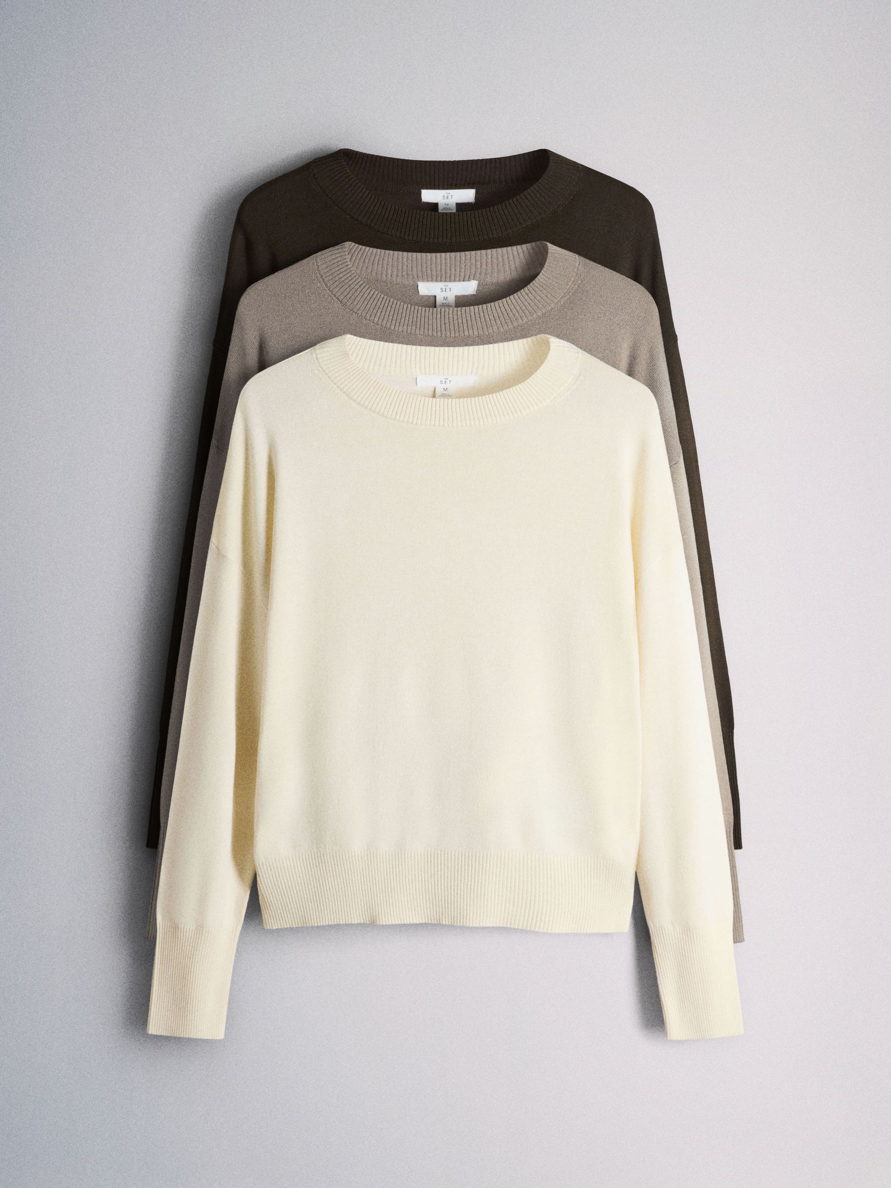 トップス ENDS AND MEANS / Crew Neck Knit Buy The Set 3 Pack Fine Knit Crew Neck Jumpers Chocolate Brown