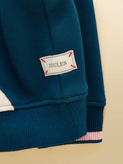Joules Kids' Mackenzie Teal Blue Sweatshirt With Faux Fur Lining - Image 4 of 5