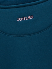 Joules Kids' Mackenzie Teal Blue Sweatshirt With Faux Fur Lining - Image 5 of 5