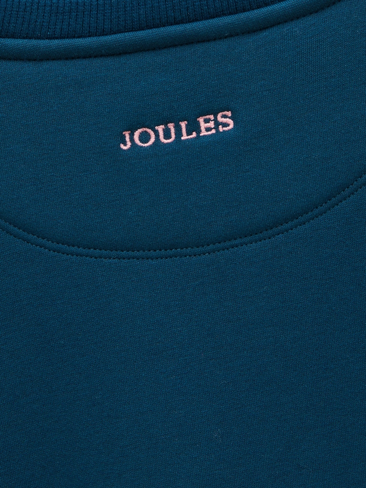 Joules Kids' Mackenzie Teal Blue Sweatshirt With Faux Fur Lining - Image 5 of 5 Joules Kids' Mackenzie Teal Blue Sweatshirt With Faux Fur Lining - Image 5 of 5