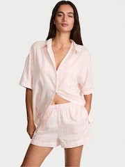 Victoria's Secret Pretty Blossom Pink Iconic Stripe Modal Short Pyjama Set - Image 1 of 2