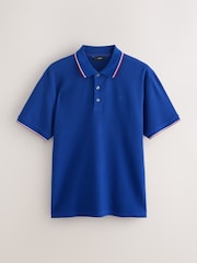 Cobalt Blue Short Sleeve Tipped Polo Shirts - Image 1 of 3