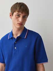 ខៀវ cobalt - អាវប៉ូឡូដៃខ្លីមានចុង - រូបភាព 4 នៃ 7