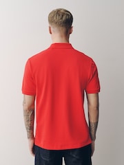 Red Bright Embroidered Regular Fit Short Sleeve Pique Polo Shirts - Image 4 of 8