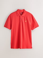 Red Bright Embroidered Regular Fit Short Sleeve Pique Polo Shirts - Image 6 of 8