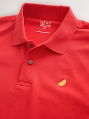 Red Bright Embroidered Regular Fit Short Sleeve Pique Polo Shirts - Image 7 of 8