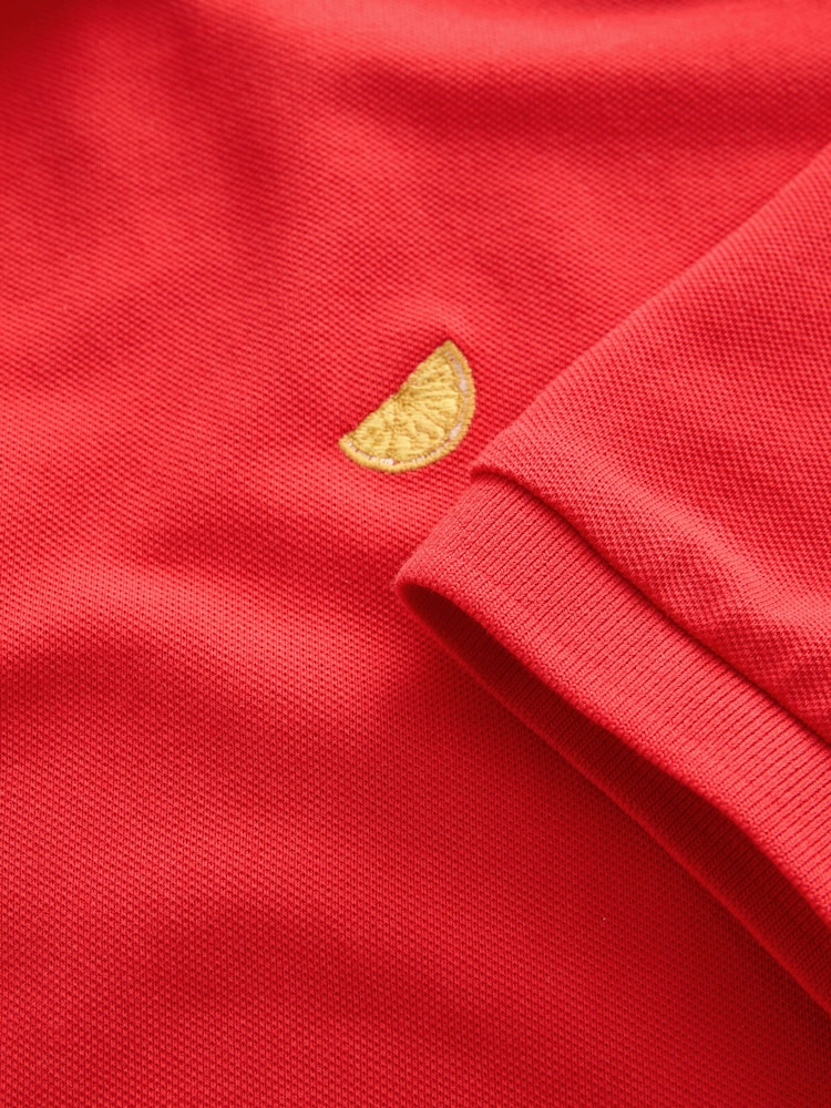 Red Bright Embroidered Regular Fit Short Sleeve Pique Polo Shirts - Image 8 of 8