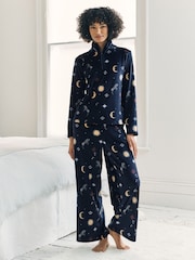 Chelsea Peers Blue Fleece Celestial Zebra Print Sweatshirt & Jogger Co-ord - Image 1 of 6