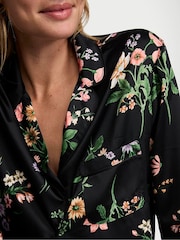 Victoria's Secret Black Floral Satin Long Pyjamas Set - Image 3 of 3