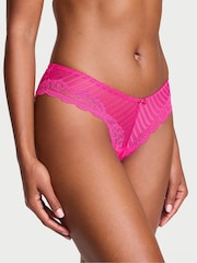 Victoria's Secret Enchanted Pink Cheeky Striped Lace Knickers - Image 1 of 3