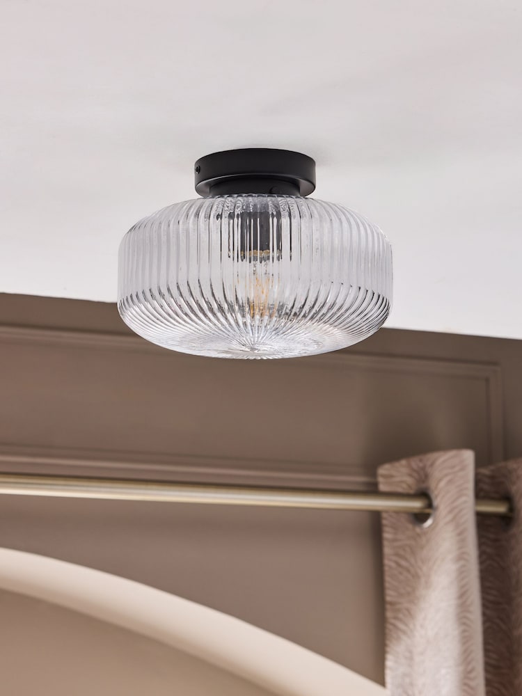 Black Lexington 1 Light Flush Fitting Ceiling Light - Image 2 of 6 Black Lexington 1 Light Flush Fitting Ceiling Light - Image 2 of 6