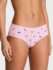 Victoria's Secret Pretty Blossom Pink Strawberry Cheeky Cotton Lace Trim Knickers - Image 1 of 2