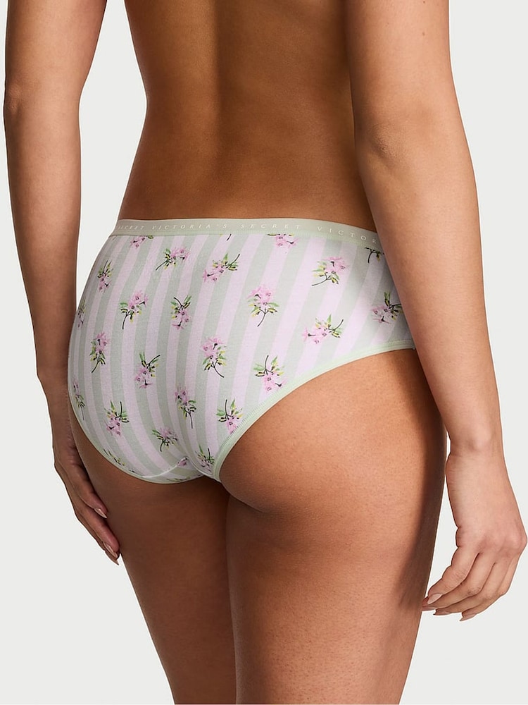 Victoria's Secret Mint Green Floral Stripe Hipster Knickers - Image 2 of 2