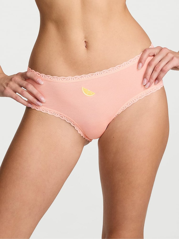 Victoria's Secret Pink Gin Cheeky Cotton Lace Trim Knickers - Image 1 of 2