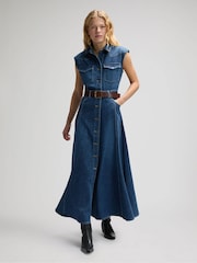 Lee Blue Western Denim Maxi Dress - Image 1 of 6
