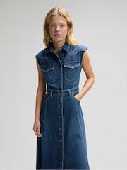 Lee Blue Western Denim Maxi Dress - Image 4 of 6
