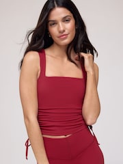 OSIA Red Side Ruched Sqaure Neck Tank Top - Image 1 of 4
