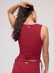OSIA Red Side Ruched Sqaure Neck Tank Top - Image 4 of 4