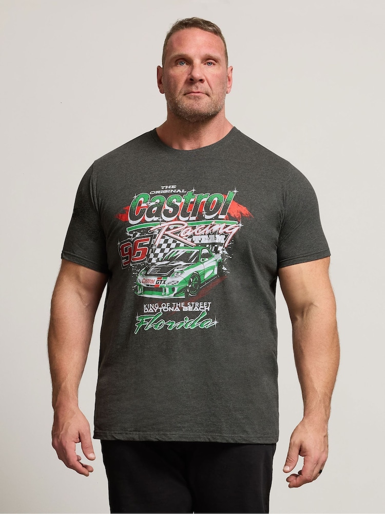 BadRhino Big & Tall Grey Castrol Racing T-Shirt - Image 1 of 6 BadRhino Big & Tall Grey Castrol Racing T-Shirt - Image 1 of 6