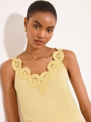 Lipsy Lemon Yellow Crochet Trim Detail Vest - Image 3 of 4