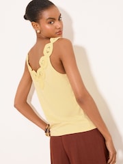 Lipsy Lemon Yellow Crochet Trim Detail Vest - Image 4 of 4