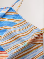 Blue/Orange Stripe Cotton Rich Thin Strap Summer Dress - Image 7 of 8