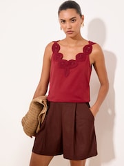 Lipsy Red Crochet Trim Detail Vest - Image 1 of 4