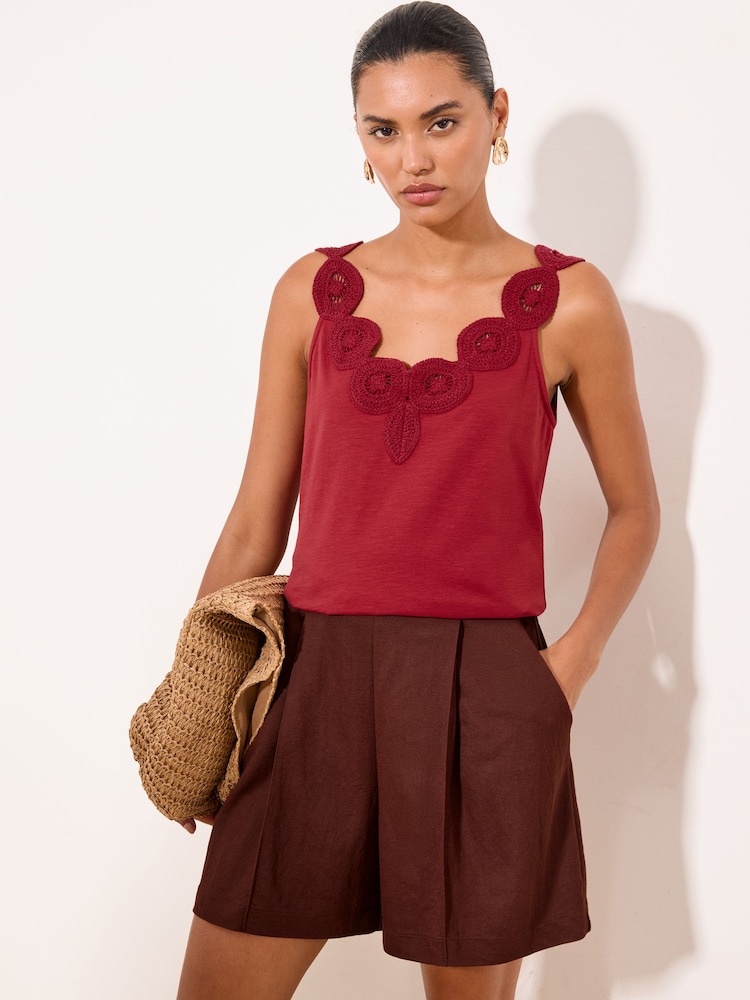 Lipsy Red Crochet Trim Detail Vest - Image 1 of 4