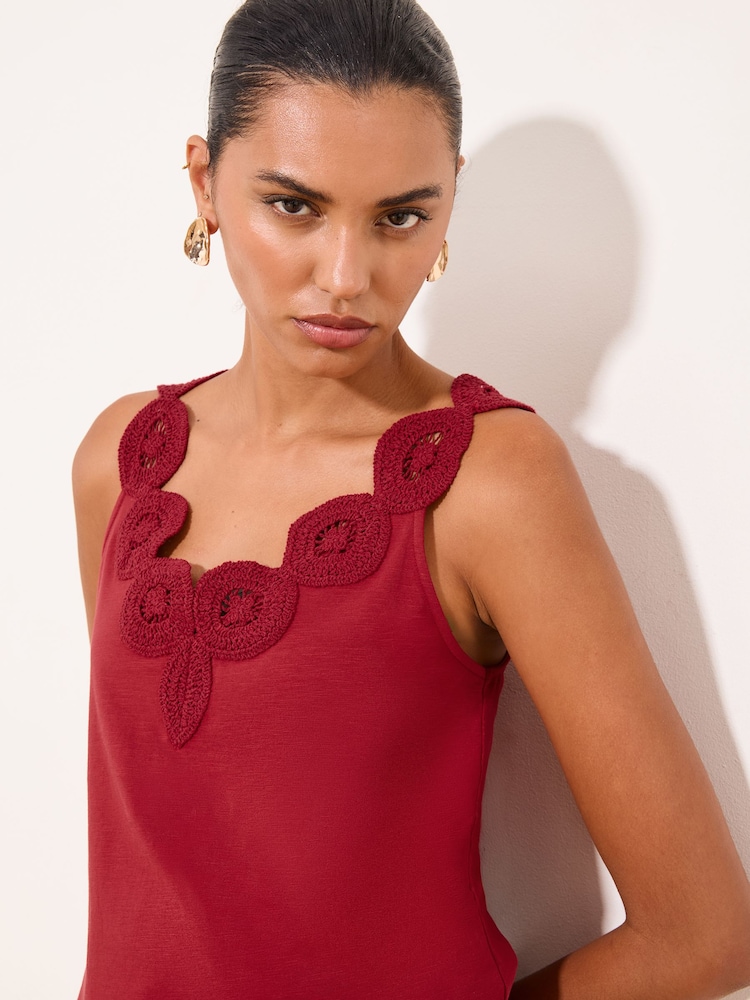Lipsy Red Crochet Trim Detail Vest - Image 2 of 4