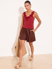 Lipsy Red Crochet Trim Detail Vest - Image 3 of 4