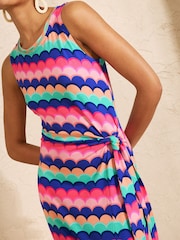 Love & Roses Multi Scallop Print Tie Side T-Shirt Jersey Midi Dress - Image 3 of 4