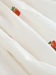 White Tomato Embroidery - Puff Sleeve Shirred Midi Dress - Picha 6 kati ya 7