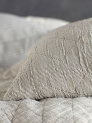 Secret Linen Store Black and Natural Stripe Quilted Throw - Image 2 of 3
