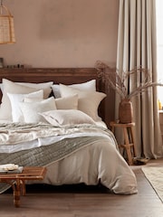 Secret Linen Store Natural Cora Stripe 100% Linen Valance - Image 1 of 2