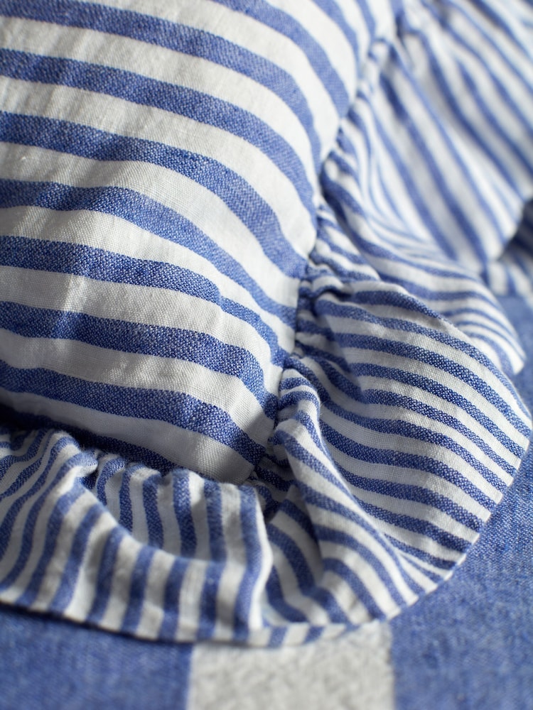 Secret Linen Store Cobalt Blue Cora Mid Stripe 100% Linen Cushion Cover - Image 4 of 4 Secret Linen Store Cobalt Blue Cora Mid Stripe 100% Linen Cushion Cover - Image 4 of 4