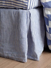 Secret Linen Store Cobalt Blue Cora Stripe 100% Linen Valance - Image 3 of 4