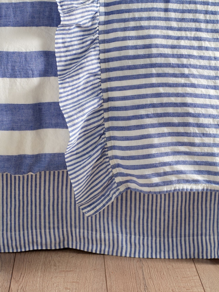 Secret Linen Store Cobalt Blue Cora Stripe 100% Linen Valance - Image 4 of 4 Secret Linen Store Cobalt Blue Cora Stripe 100% Linen Valance - Image 4 of 4