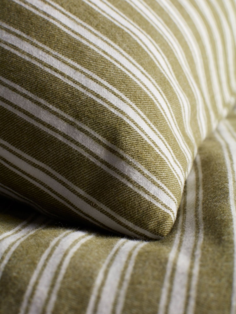 Secret Linen Store Olive Green Fred Stripe Brushed Duvet Cover - Image 5 of 5 Secret Linen Store Olive Green Fred Stripe Brushed Duvet Cover - Image 5 of 5
