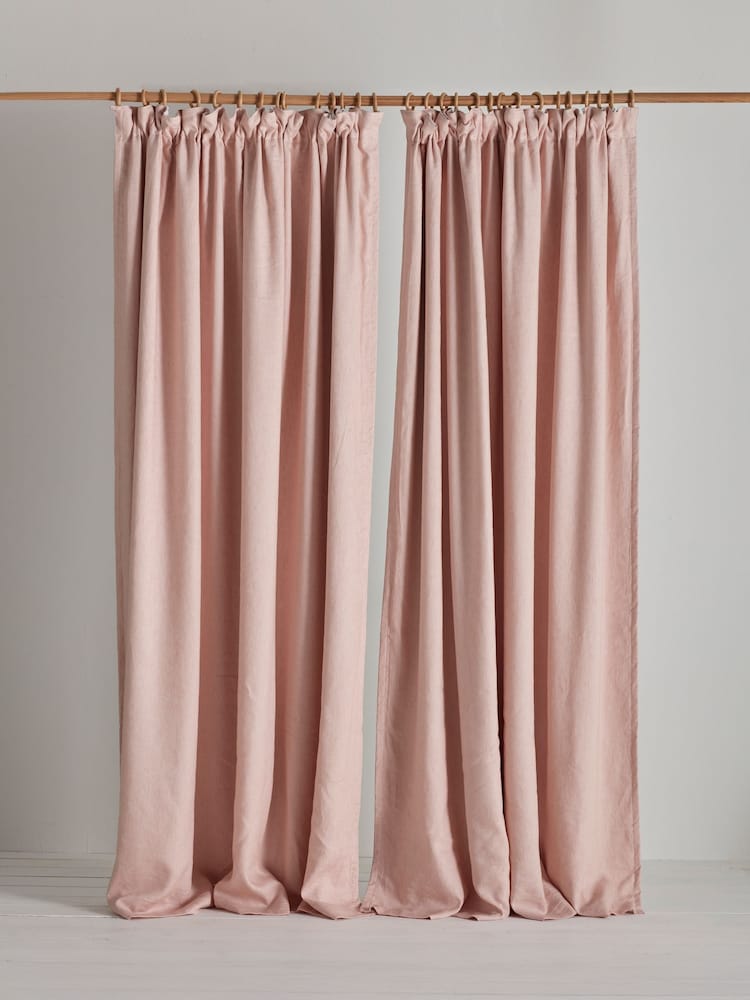 Secret Linen Store Blush Pink Twill Cotton/Linen Blackout Curtains Pair - Image 1 of 3 Secret Linen Store Blush Pink Twill Cotton/Linen Blackout Curtains Pair - Image 1 of 3