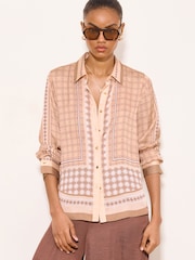 Lipsy Neutral Scarf Shirt - Image 1 of 4