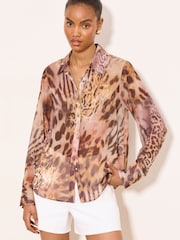 Lipsy Mixed Animal Chiffon Printed Shirt - Image 3 of 4