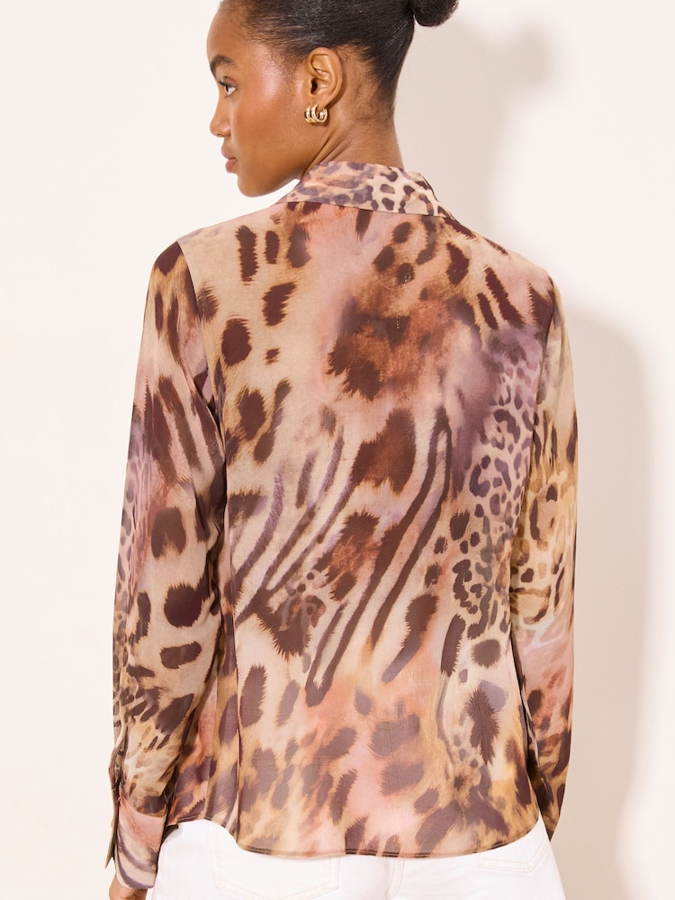 Lipsy Mixed Animal Chiffon Printed Shirt - Image 4 of 4