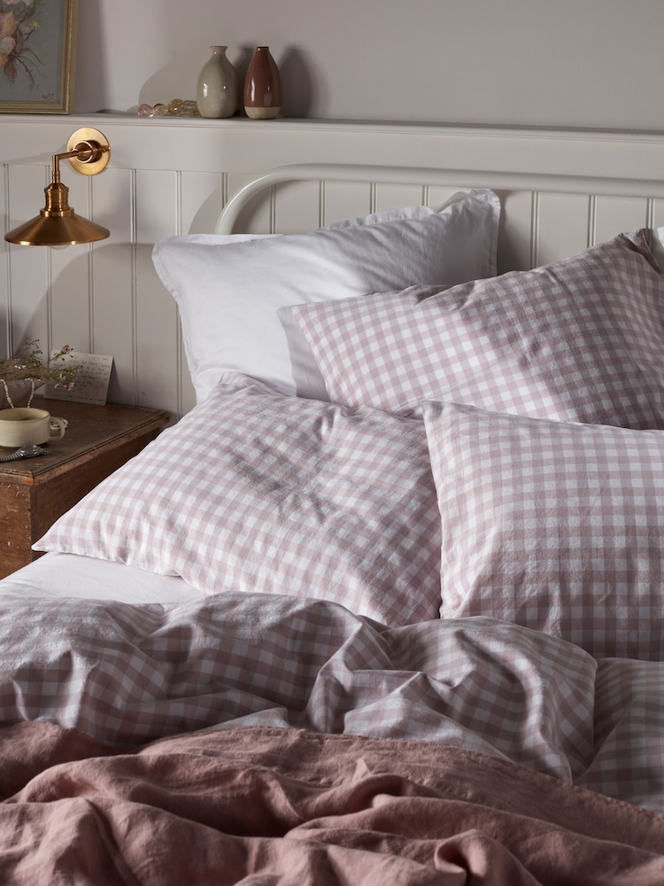 Secret Linen Store Vintage Rose Harriet Gingham Pillowcase - Image 2 of 5 Secret Linen Store Vintage Rose Harriet Gingham Pillowcase - Image 2 of 5
