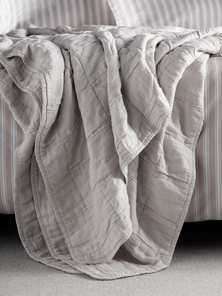 Secret Linen Store Pebble Grey Finn Quilted Throw - Image 1 of 4 Secret Linen Store Pebble Grey Finn Quilted Throw - Image 1 of 4