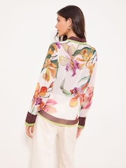 Lipsy Chiffon Cream Floral Chiffon Printed Shirt - Image 4 of 5