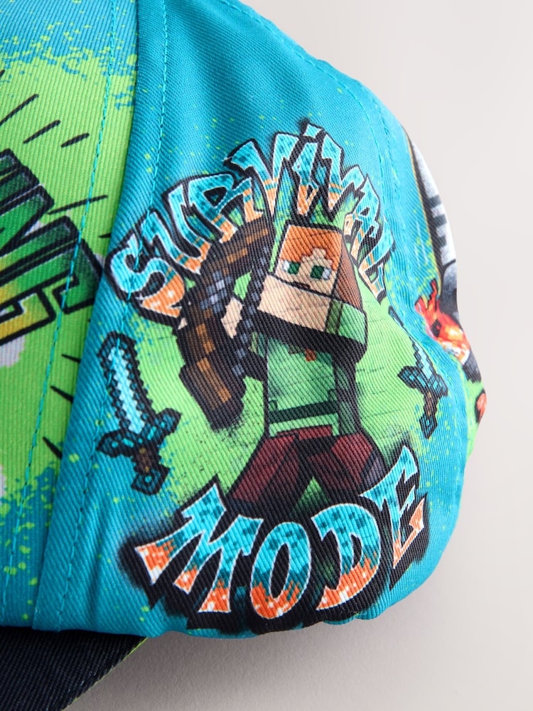Teal Blue Minecraft 100% Cotton Cap (3-16yrs) - Image 4 of 4